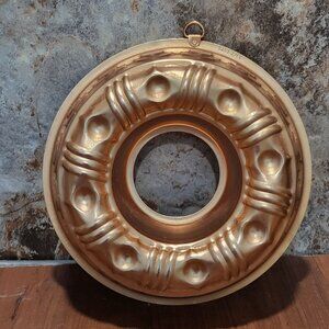 Vintage Copper Aluminum Hanging Round Jello Tin Mold Wall Bundt Fruit Cake Pan